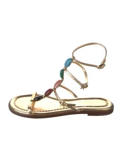 Pre-owned Gianvito Rossi Leather Gladiator Sandals In Gold/metallic