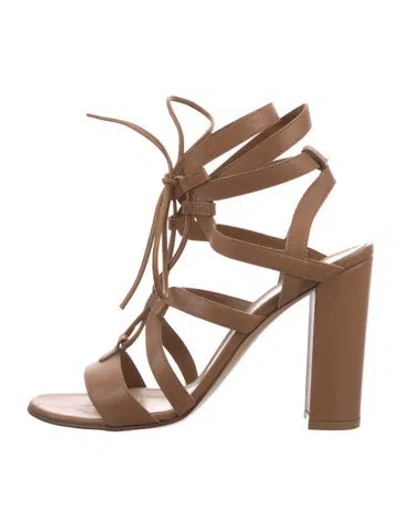 Pre-owned Gianvito Rossi Leather Gladiator Sandals In Neutral