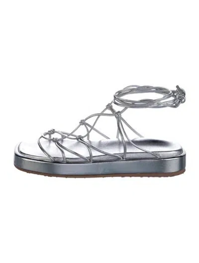 Pre-owned Gianvito Rossi Leather Gladiator Sandals In Silver