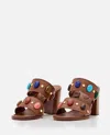Gianvito Rossi 90mm Beaded Leather Sandals In Brown