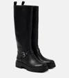 Gianvito Rossi Leather Buckle Lug-sole Moto Boots In Black