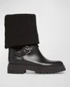 Gianvito Rossi Stivali Thurso Nero In Pelle E Tessuto Donna In Black