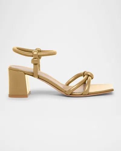 Gianvito Rossi Leather Knot Ankle-strap Sandals In Mekong