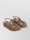 Gianvito Rossi Leather Knotted Strappy Sandals Platform Sole In Brown