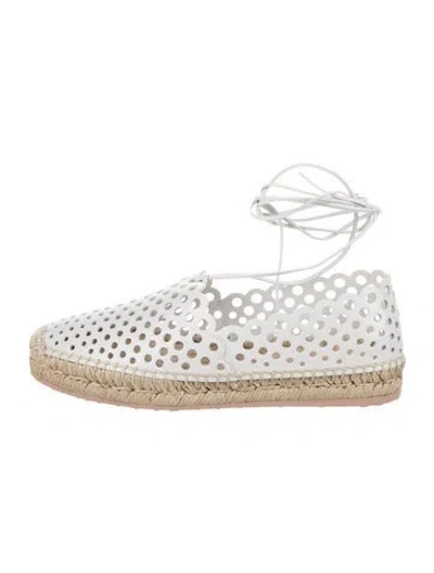 Pre-owned Gianvito Rossi Leather Lace Pattern Espadrilles In Neutrals