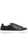 Gianvito Rossi Leather Lace-up Trainers In Black