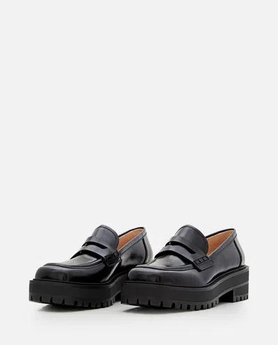 Gianvito Rossi Harris Penny Leather Loafer In Black