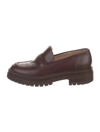 Pre-owned Gianvito Rossi Leather Loafers In Burgundy