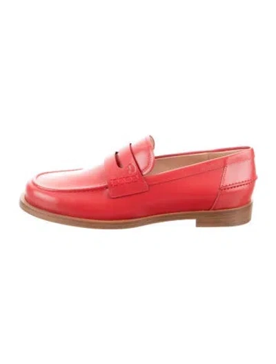 Pre-owned Gianvito Rossi Leather Loafers W/ Tags In Red