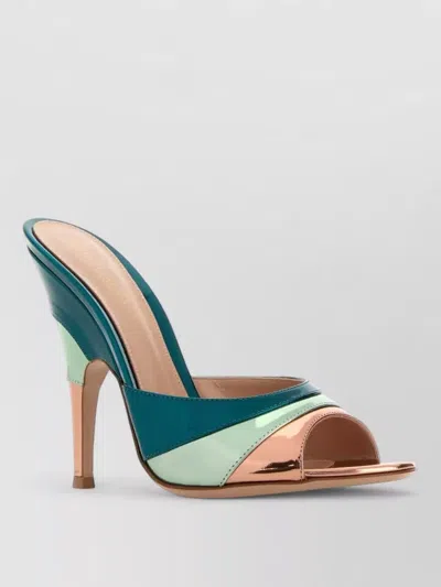 Gianvito Rossi Leather Marea Peep Toe Mules Shiny Finish In Multi