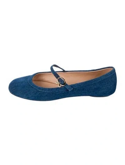Pre-owned Gianvito Rossi Leather Mary Jane Flats In Blue