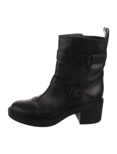 Pre-owned Gianvito Rossi Leather Moto Boots In Black
