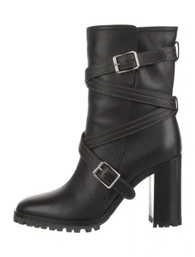 Pre-owned Gianvito Rossi Leather Moto Boots In Black