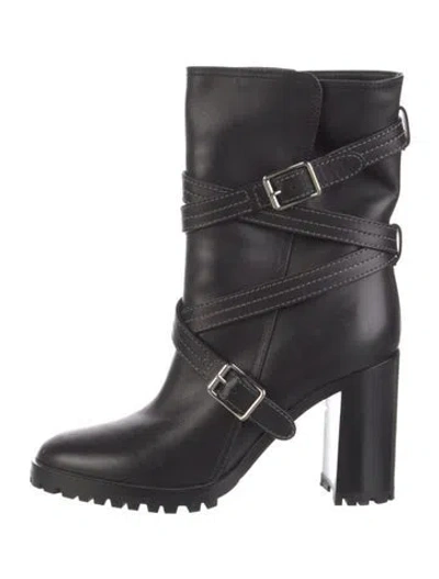 Pre-owned Gianvito Rossi Leather Moto Boots In Black