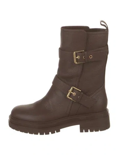 Pre-owned Gianvito Rossi Leather Moto Boots In Brown