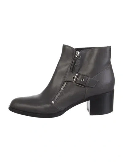 Pre-owned Gianvito Rossi Leather Moto Boots In Gray
