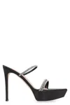 Gianvito Rossi Cannes Crystal-embellished Leather Platform Sandals In Black