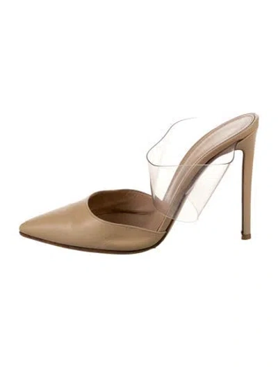 Pre-owned Gianvito Rossi Leather Mules In Neutrals