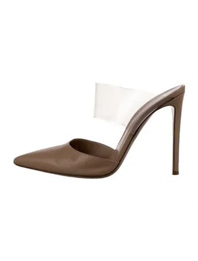 Pre-owned Gianvito Rossi Leather Mules In Neutrals