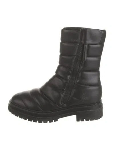 Pre-owned Gianvito Rossi Leather Patterned Combat Boots In Black
