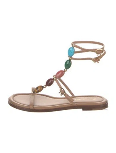 Pre-owned Gianvito Rossi Leather Patterned Gladiator Sandals