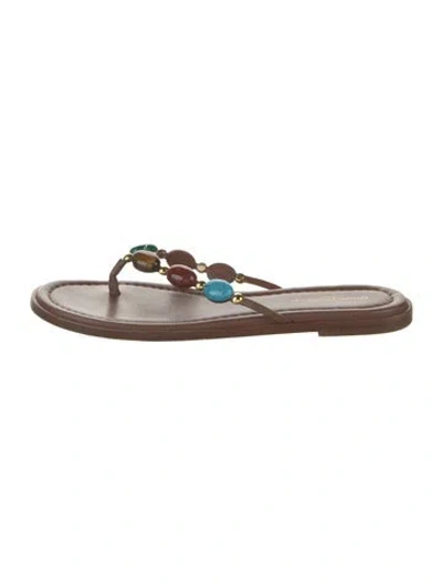 Pre-owned Gianvito Rossi Leather Patterned Slides In Brown