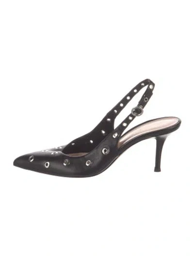 Pre-owned Gianvito Rossi Leather Patterned Slingback Pumps In Black