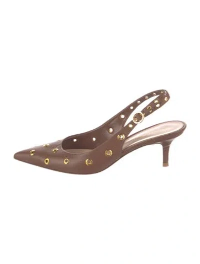 Pre-owned Gianvito Rossi Leather Patterned Slingback Pumps In Brown