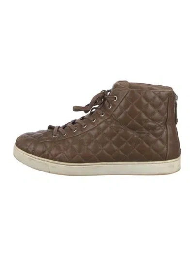 Pre-owned Gianvito Rossi Leather Patterned Sneakers In Brown