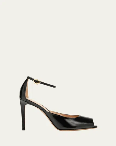 GIANVITO ROSSI LEATHER PEEP-TOE ANKLE-STRAP SANDALS