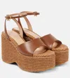 Gianvito Rossi Leather Platform Espadrilles In Brown