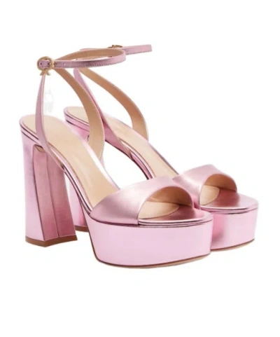Gianvito Rossi Leather Platform Sandals In Pink