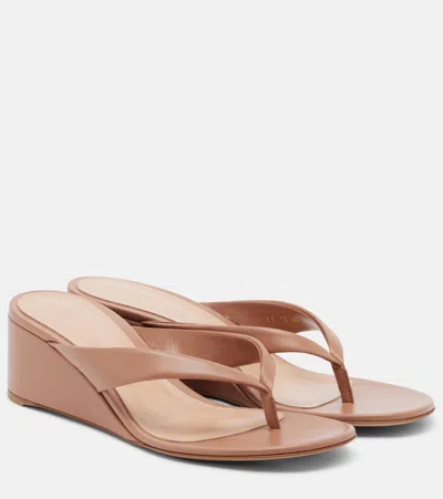 Gianvito Rossi Leather Platform Thong Sandals In White
