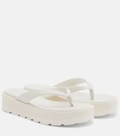 Gianvito Rossi Leather Platform Thong Sandals In White