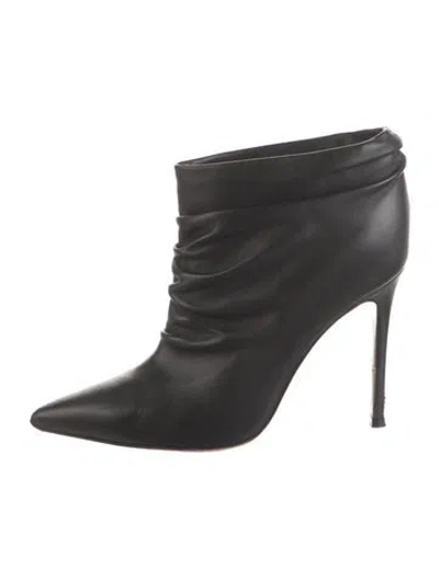 Pre-owned Gianvito Rossi Leather Pleated Accents Lace-up Boots In Black
