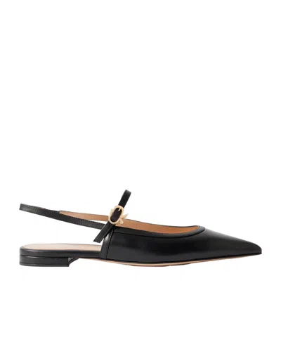 Gianvito Rossi Leather Point-toe Mary Jane Slingback Flats In Black