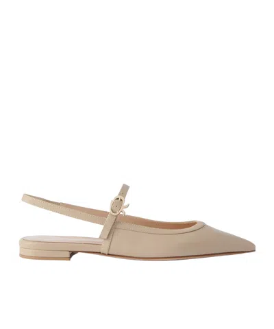 Gianvito Rossi Leather Point-toe Mary Jane Slingback Flats In Brown