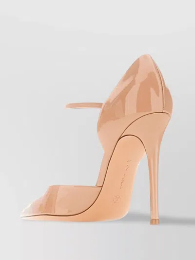 Gianvito Rossi Leather Pumps With Patent Finish And Stiletto Heel In Neutrals