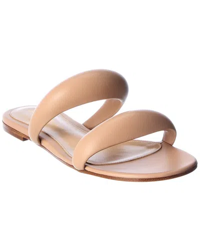 Gianvito Rossi Leather Sandal In Rosa Chiari E Naturali