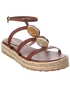 Gianvito Rossi Leather Strappy Sandals With Stone Embellishment In Brown