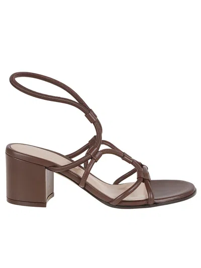 Gianvito Rossi Leather Sandal With Intricate Straps In Brow Brown