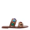 Gianvito Rossi Elegant Slide Sandals With Natural Stone Embellishments In Brown