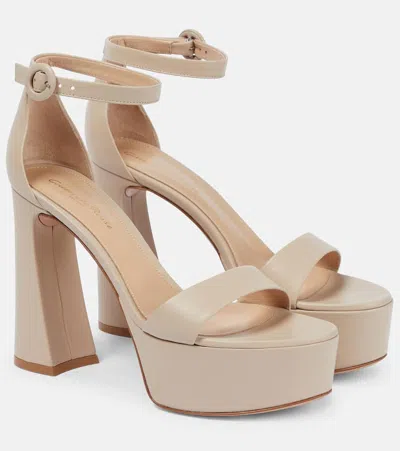 Gianvito Rossi Suede Sandals In Mousse