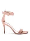 Gianvito Rossi Suede Open Round Toe Sleek Shape Buckled Ankle Strap Logo-printed Insole Very Thin Sole Stiletto Hee In Pink