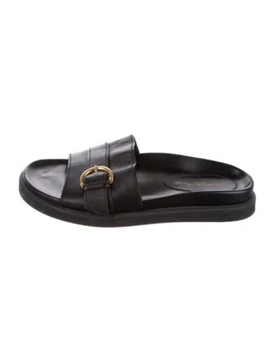 Pre-owned Gianvito Rossi Leather Slides In Black