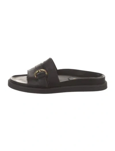 Pre-owned Gianvito Rossi Leather Slides In Black