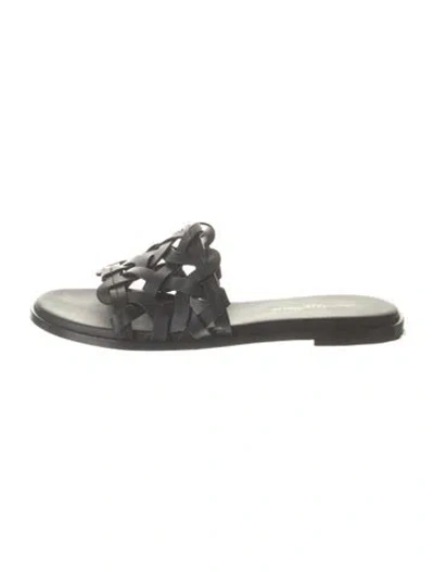 Pre-owned Gianvito Rossi Leather Slides In Black