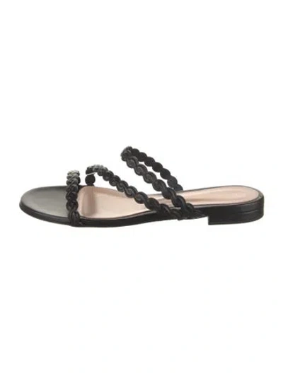 Pre-owned Gianvito Rossi Leather Slides In Black