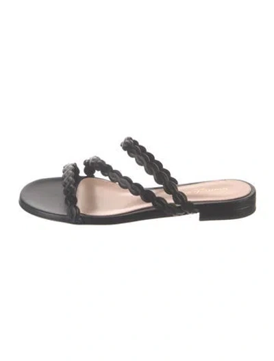 Pre-owned Gianvito Rossi Leather Slides In Black