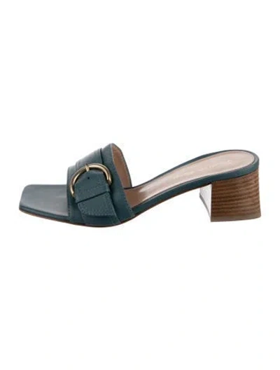 Pre-owned Gianvito Rossi Leather Slides In Blue